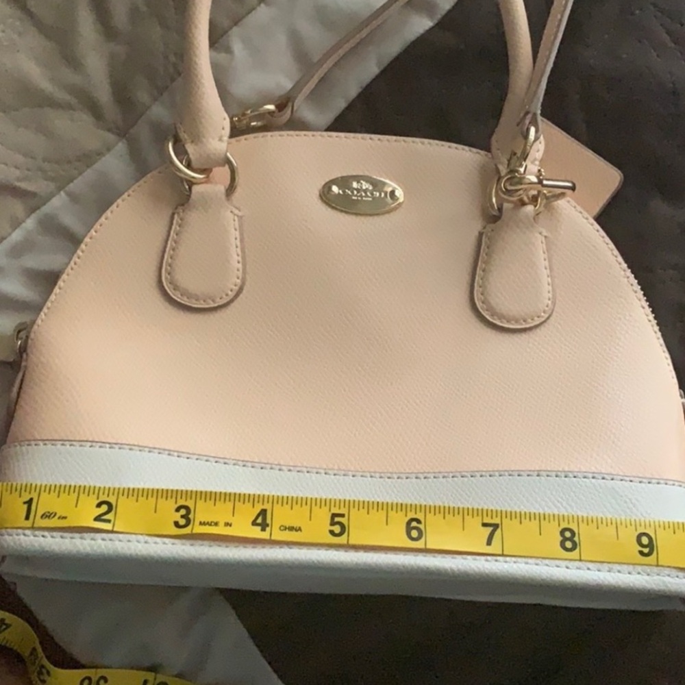 Coach Cora Domed Apricot/Chalk Leather Satchel - Picture 4 of 6